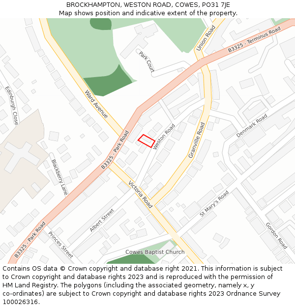 BROCKHAMPTON, WESTON ROAD, COWES, PO31 7JE: Location map and indicative extent of plot