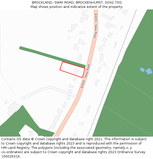 BROCKLAND, SWAY ROAD, BROCKENHURST, SO42 7SG: Location map and indicative extent of plot