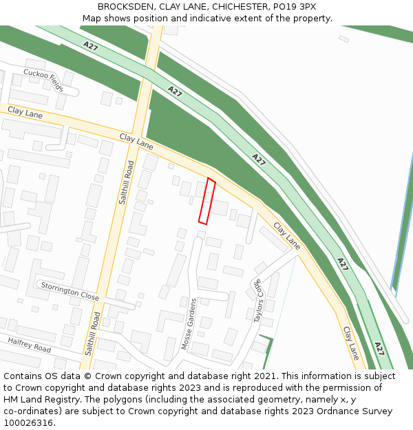 BROCKSDEN, CLAY LANE, CHICHESTER, PO19 3PX: Location map and indicative extent of plot