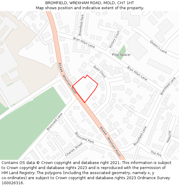 BROMFIELD, WREXHAM ROAD, MOLD, CH7 1HT: Location map and indicative extent of plot