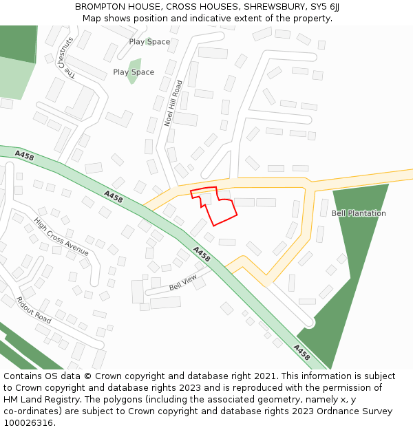 BROMPTON HOUSE, CROSS HOUSES, SHREWSBURY, SY5 6JJ: Location map and indicative extent of plot