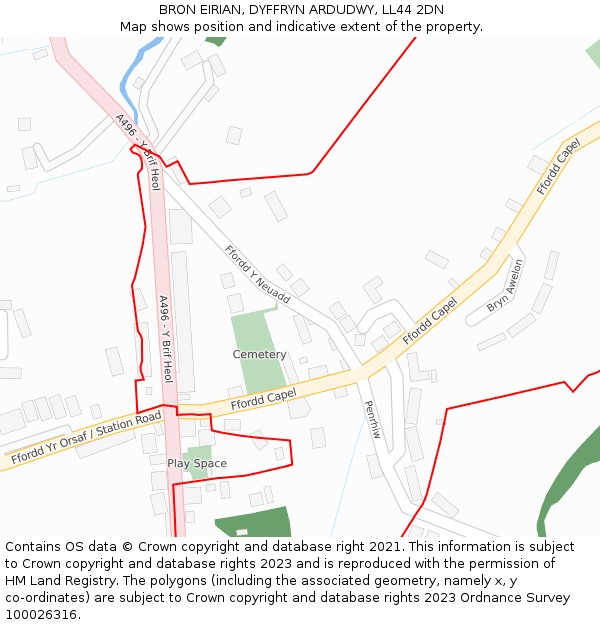 BRON EIRIAN, DYFFRYN ARDUDWY, LL44 2DN: Location map and indicative extent of plot