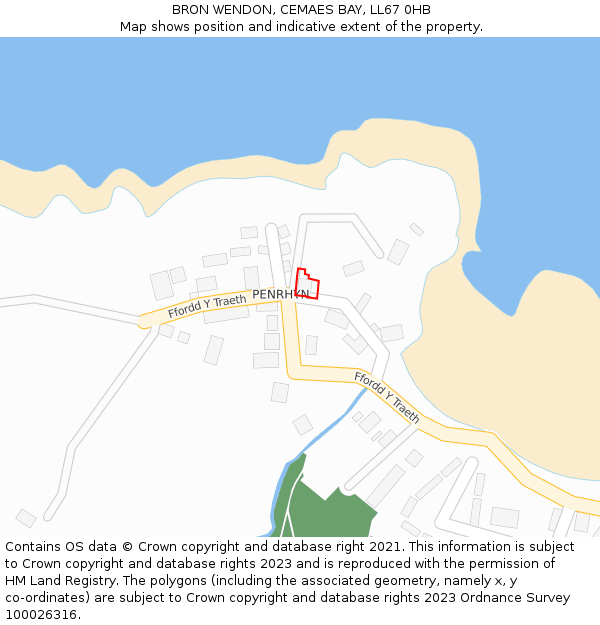 BRON WENDON, CEMAES BAY, LL67 0HB: Location map and indicative extent of plot