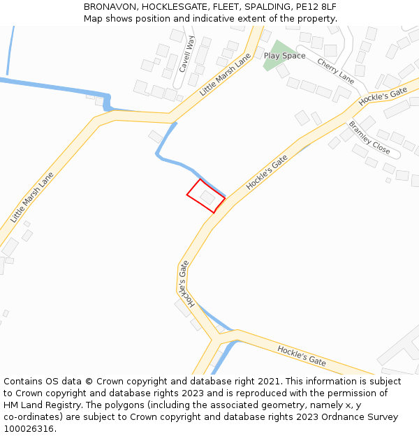 BRONAVON, HOCKLESGATE, FLEET, SPALDING, PE12 8LF: Location map and indicative extent of plot