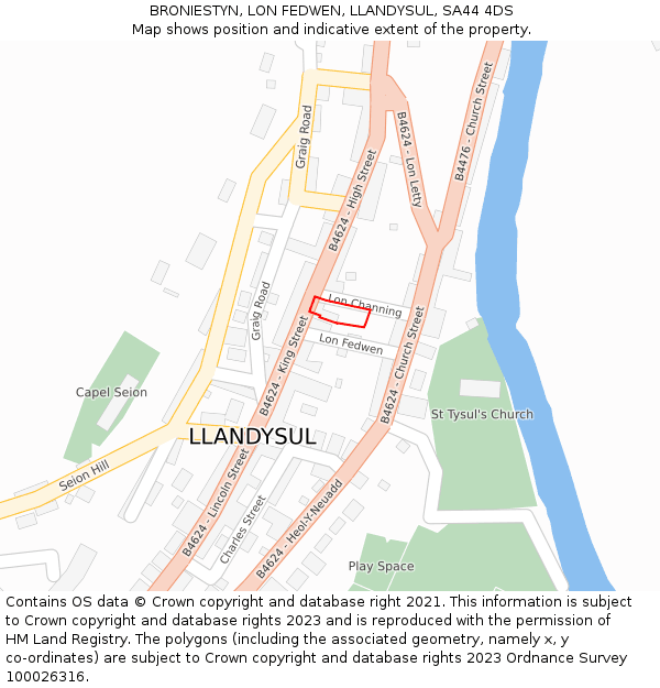 BRONIESTYN, LON FEDWEN, LLANDYSUL, SA44 4DS: Location map and indicative extent of plot