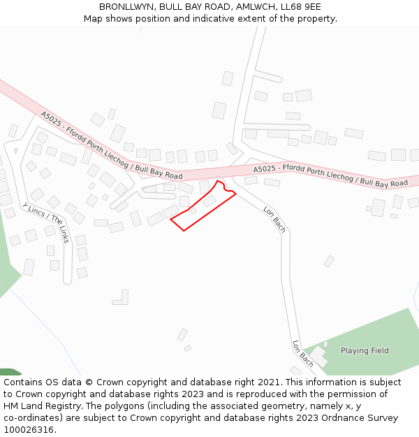 BRONLLWYN, BULL BAY ROAD, AMLWCH, LL68 9EE: Location map and indicative extent of plot