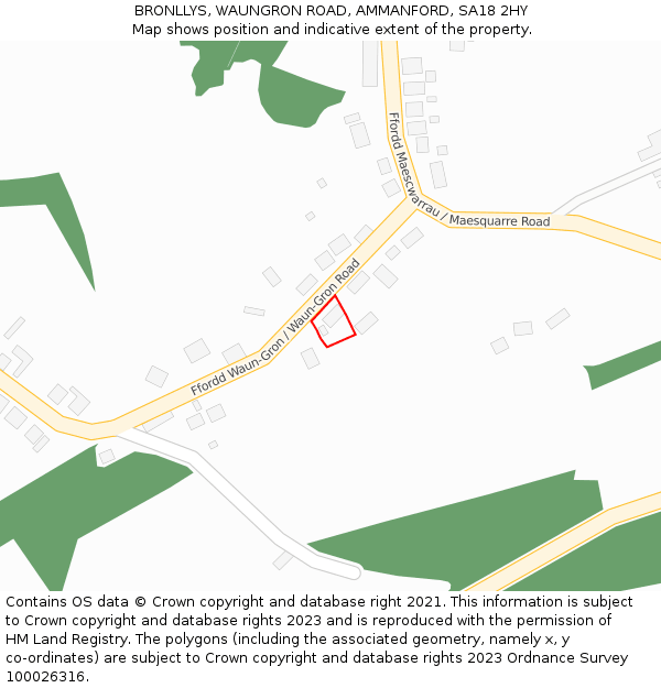 BRONLLYS, WAUNGRON ROAD, AMMANFORD, SA18 2HY: Location map and indicative extent of plot