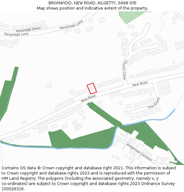 BRONWYDD, NEW ROAD, KILGETTY, SA68 0YE: Location map and indicative extent of plot