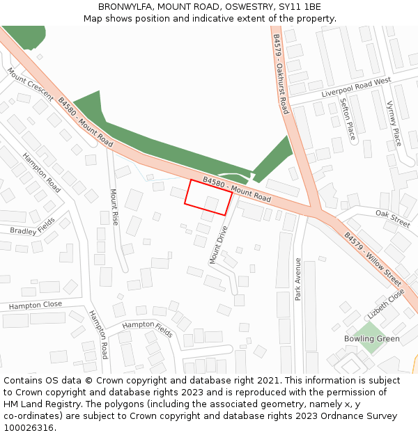 BRONWYLFA, MOUNT ROAD, OSWESTRY, SY11 1BE: Location map and indicative extent of plot