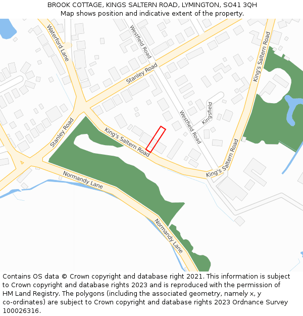 BROOK COTTAGE, KINGS SALTERN ROAD, LYMINGTON, SO41 3QH: Location map and indicative extent of plot