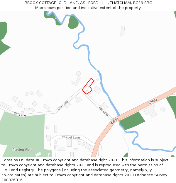 BROOK COTTAGE, OLD LANE, ASHFORD HILL, THATCHAM, RG19 8BG: Location map and indicative extent of plot