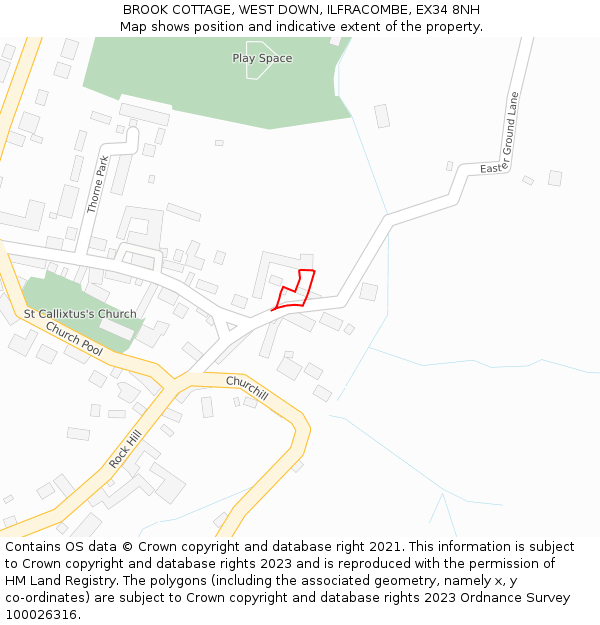 BROOK COTTAGE, WEST DOWN, ILFRACOMBE, EX34 8NH: Location map and indicative extent of plot