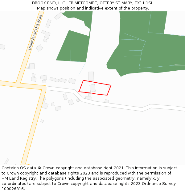 BROOK END, HIGHER METCOMBE, OTTERY ST MARY, EX11 1SL: Location map and indicative extent of plot