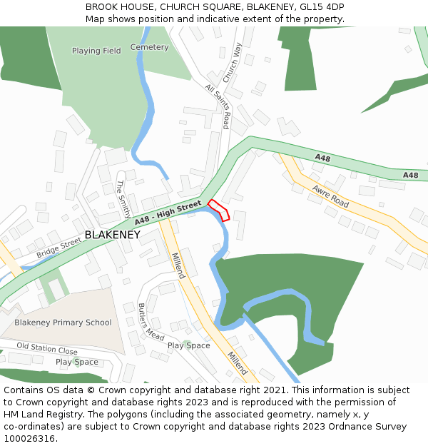 BROOK HOUSE, CHURCH SQUARE, BLAKENEY, GL15 4DP: Location map and indicative extent of plot