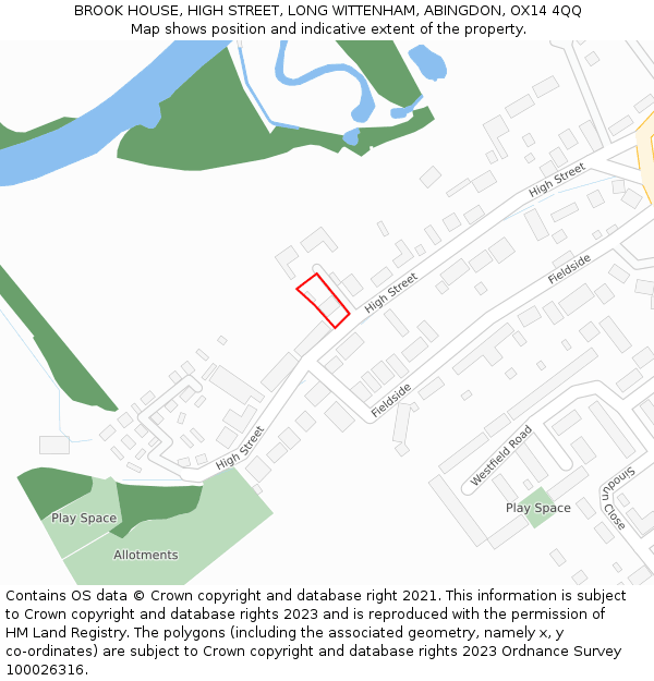 BROOK HOUSE, HIGH STREET, LONG WITTENHAM, ABINGDON, OX14 4QQ: Location map and indicative extent of plot