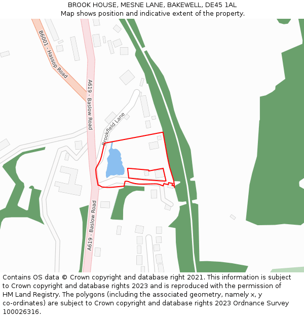 BROOK HOUSE, MESNE LANE, BAKEWELL, DE45 1AL: Location map and indicative extent of plot