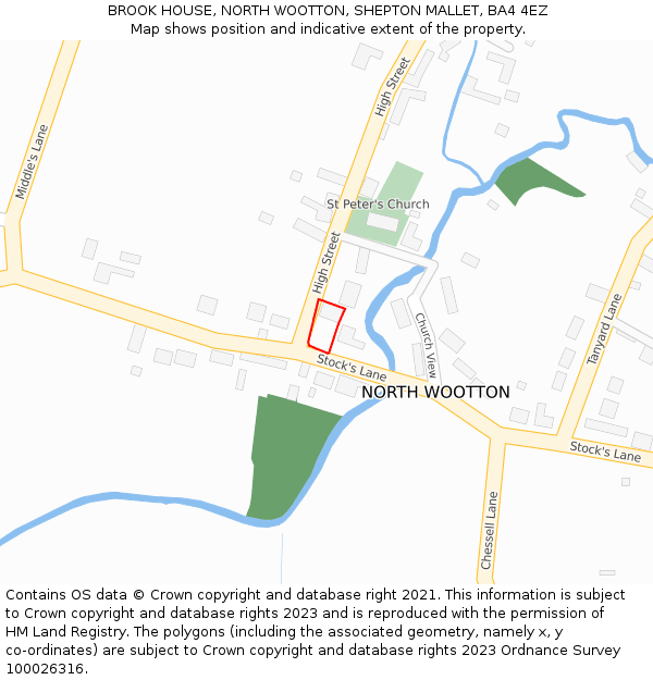 BROOK HOUSE, NORTH WOOTTON, SHEPTON MALLET, BA4 4EZ: Location map and indicative extent of plot