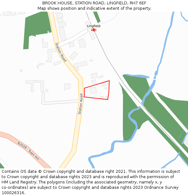 BROOK HOUSE, STATION ROAD, LINGFIELD, RH7 6EF: Location map and indicative extent of plot