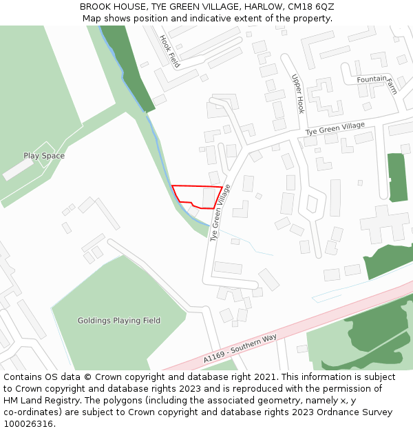 BROOK HOUSE, TYE GREEN VILLAGE, HARLOW, CM18 6QZ: Location map and indicative extent of plot