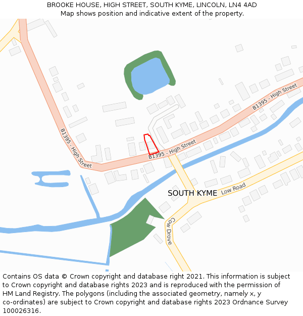 BROOKE HOUSE, HIGH STREET, SOUTH KYME, LINCOLN, LN4 4AD: Location map and indicative extent of plot