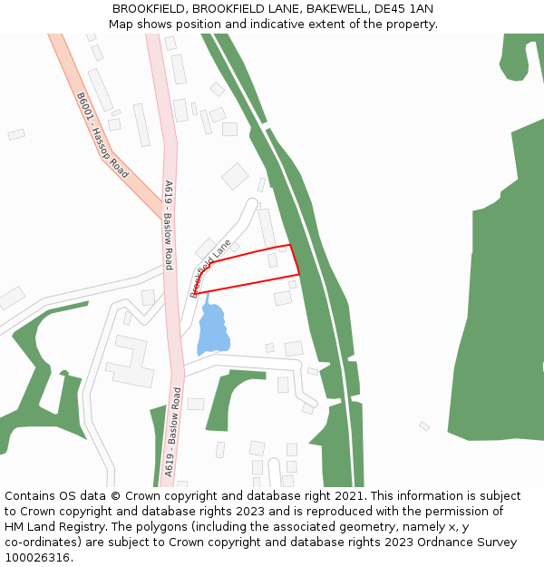 BROOKFIELD, BROOKFIELD LANE, BAKEWELL, DE45 1AN: Location map and indicative extent of plot