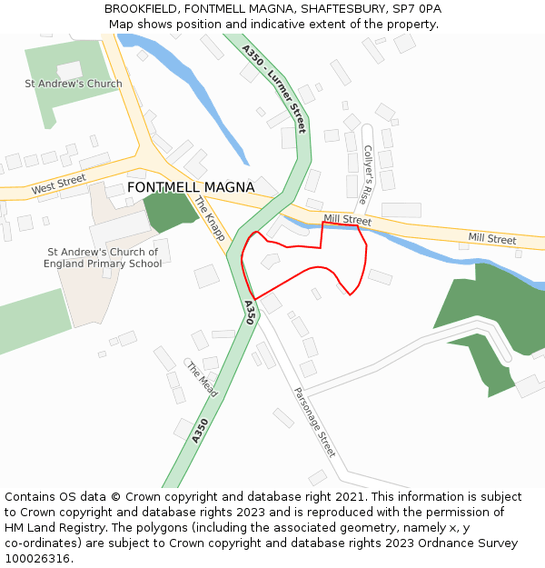 BROOKFIELD, FONTMELL MAGNA, SHAFTESBURY, SP7 0PA: Location map and indicative extent of plot