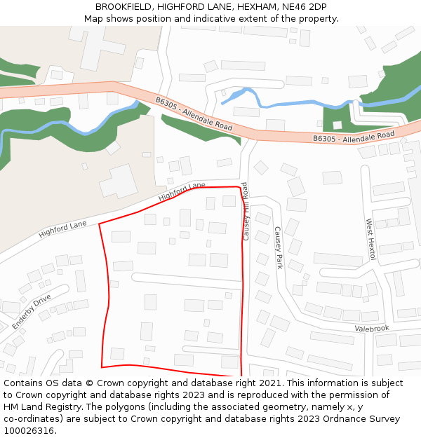 BROOKFIELD, HIGHFORD LANE, HEXHAM, NE46 2DP: Location map and indicative extent of plot