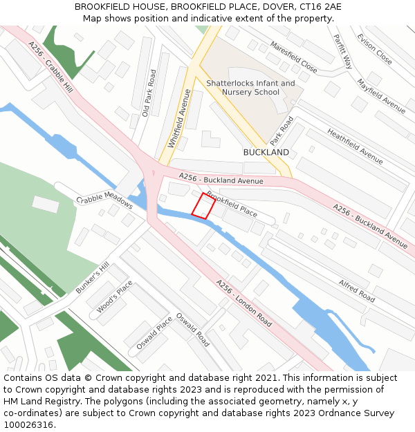 BROOKFIELD HOUSE, BROOKFIELD PLACE, DOVER, CT16 2AE: Location map and indicative extent of plot