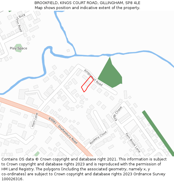 BROOKFIELD, KINGS COURT ROAD, GILLINGHAM, SP8 4LE: Location map and indicative extent of plot