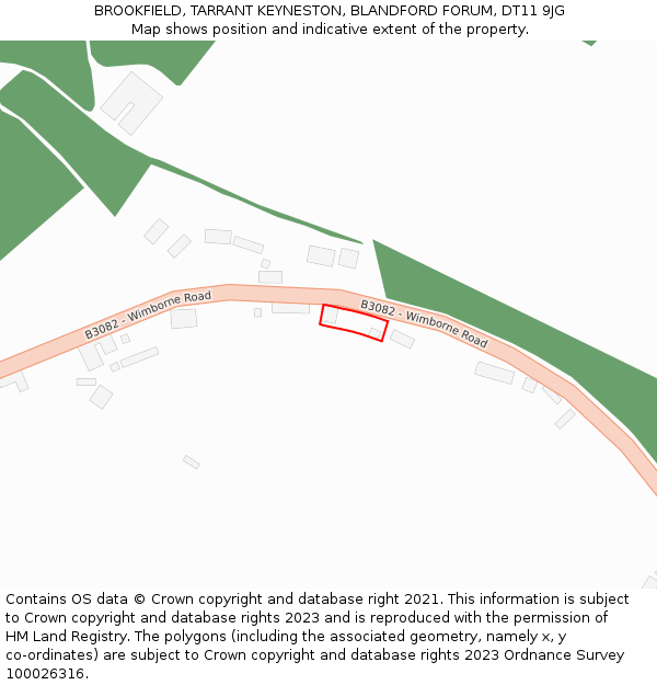 BROOKFIELD, TARRANT KEYNESTON, BLANDFORD FORUM, DT11 9JG: Location map and indicative extent of plot