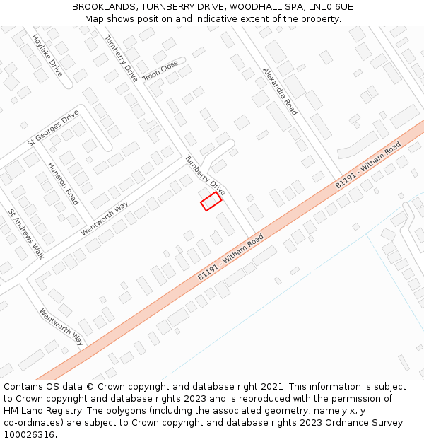 BROOKLANDS, TURNBERRY DRIVE, WOODHALL SPA, LN10 6UE: Location map and indicative extent of plot