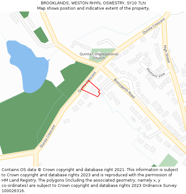 BROOKLANDS, WESTON RHYN, OSWESTRY, SY10 7LN: Location map and indicative extent of plot