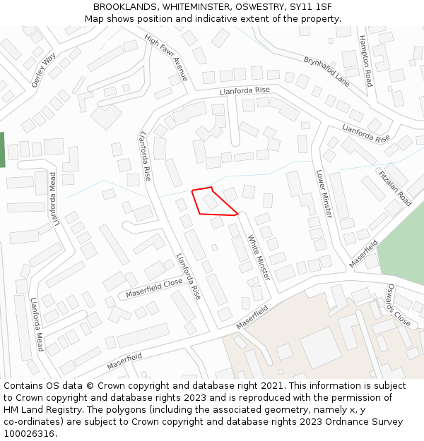 BROOKLANDS, WHITEMINSTER, OSWESTRY, SY11 1SF: Location map and indicative extent of plot