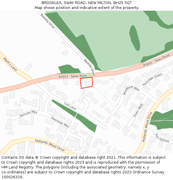 BROOKLEA, SWAY ROAD, NEW MILTON, BH25 5QT: Location map and indicative extent of plot