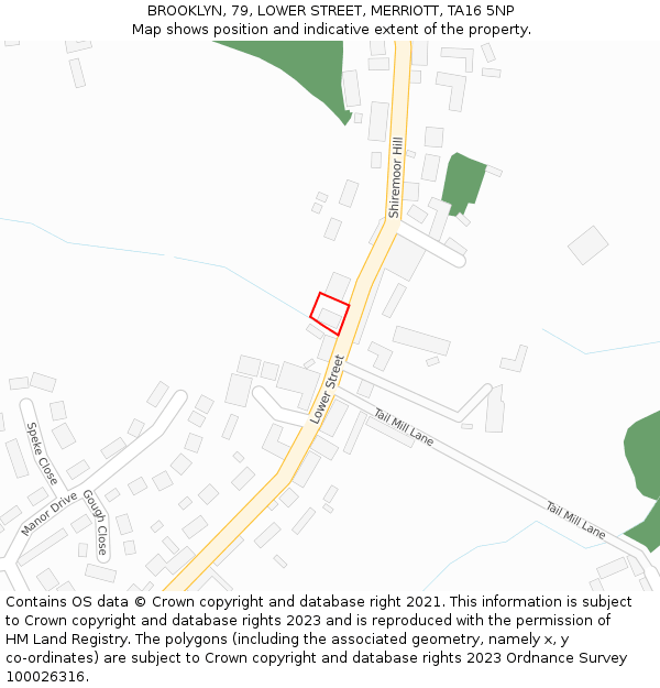 BROOKLYN, 79, LOWER STREET, MERRIOTT, TA16 5NP: Location map and indicative extent of plot