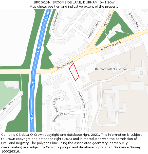 BROOKLYN, BROOMSIDE LANE, DURHAM, DH1 2QW: Location map and indicative extent of plot