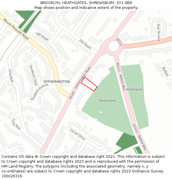 BROOKLYN, HEATHGATES, SHREWSBURY, SY1 4BA: Location map and indicative extent of plot