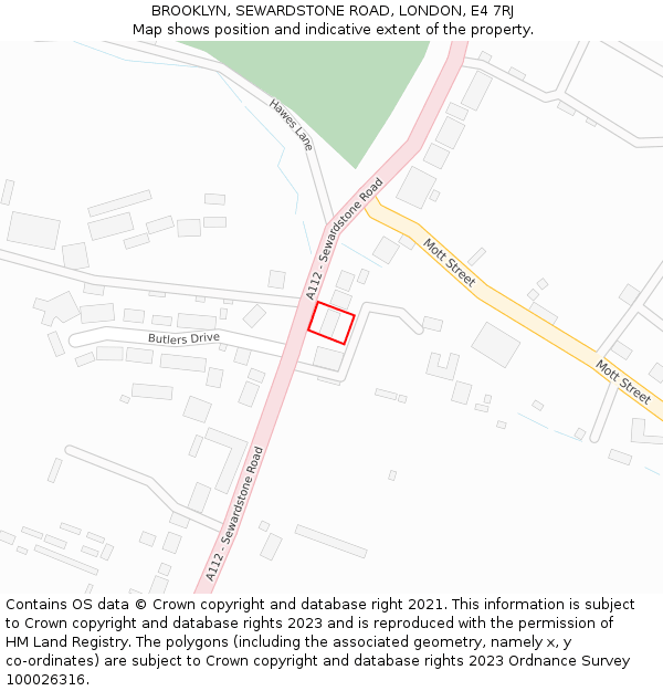 BROOKLYN, SEWARDSTONE ROAD, LONDON, E4 7RJ: Location map and indicative extent of plot