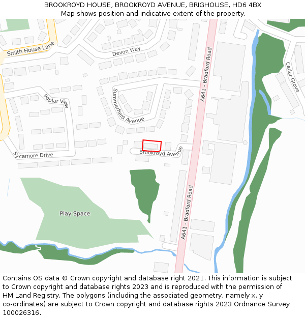 BROOKROYD HOUSE, BROOKROYD AVENUE, BRIGHOUSE, HD6 4BX: Location map and indicative extent of plot