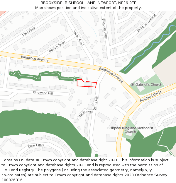 BROOKSIDE, BISHPOOL LANE, NEWPORT, NP19 9EE: Location map and indicative extent of plot