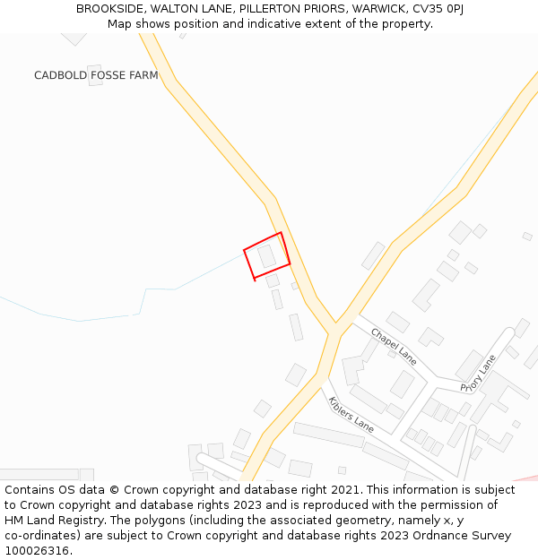 BROOKSIDE, WALTON LANE, PILLERTON PRIORS, WARWICK, CV35 0PJ: Location map and indicative extent of plot