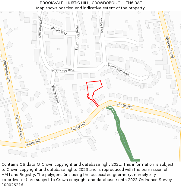 BROOKVALE, HURTIS HILL, CROWBOROUGH, TN6 3AE: Location map and indicative extent of plot