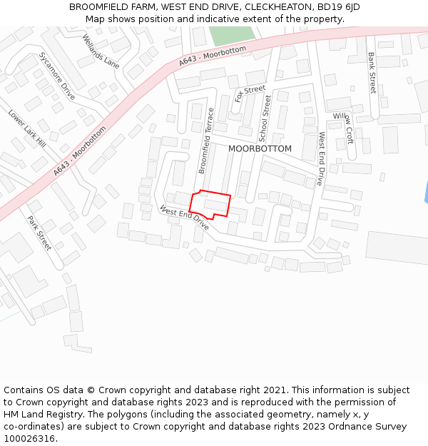 BROOMFIELD FARM, WEST END DRIVE, CLECKHEATON, BD19 6JD: Location map and indicative extent of plot
