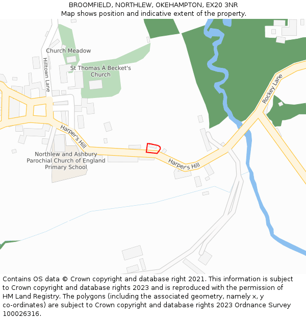 BROOMFIELD, NORTHLEW, OKEHAMPTON, EX20 3NR: Location map and indicative extent of plot