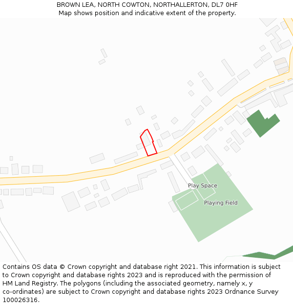 BROWN LEA, NORTH COWTON, NORTHALLERTON, DL7 0HF: Location map and indicative extent of plot