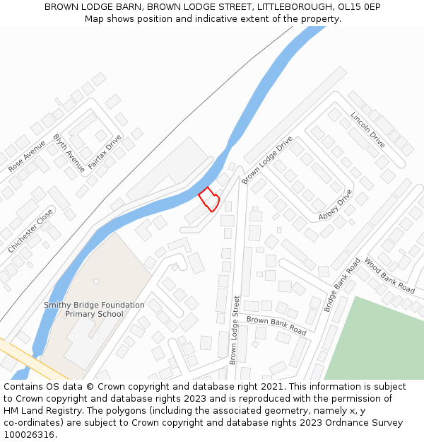 BROWN LODGE BARN, BROWN LODGE STREET, LITTLEBOROUGH, OL15 0EP: Location map and indicative extent of plot