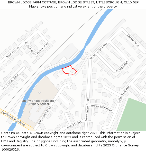 BROWN LODGE FARM COTTAGE, BROWN LODGE STREET, LITTLEBOROUGH, OL15 0EP: Location map and indicative extent of plot