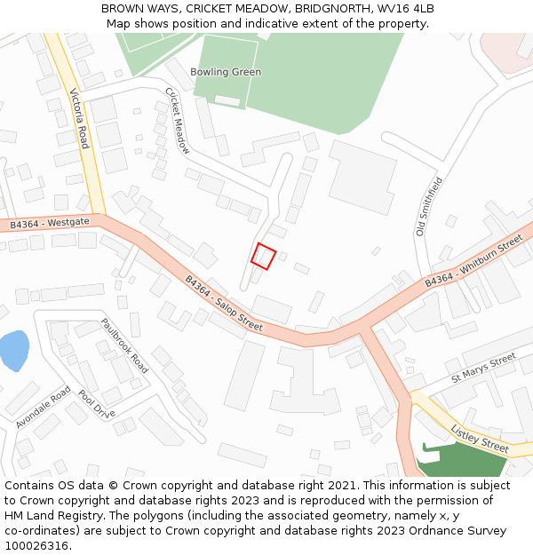 BROWN WAYS, CRICKET MEADOW, BRIDGNORTH, WV16 4LB: Location map and indicative extent of plot