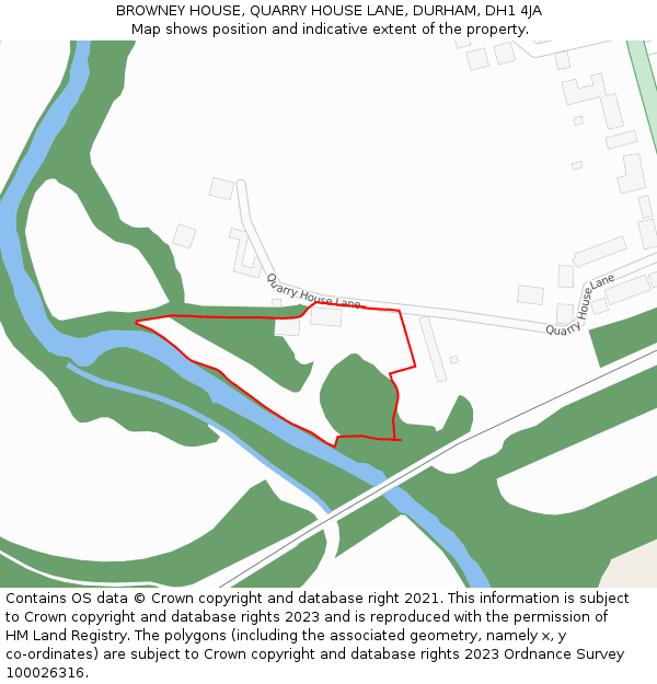 BROWNEY HOUSE, QUARRY HOUSE LANE, DURHAM, DH1 4JA: Location map and indicative extent of plot