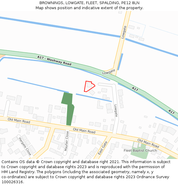 BROWNINGS, LOWGATE, FLEET, SPALDING, PE12 8LN: Location map and indicative extent of plot